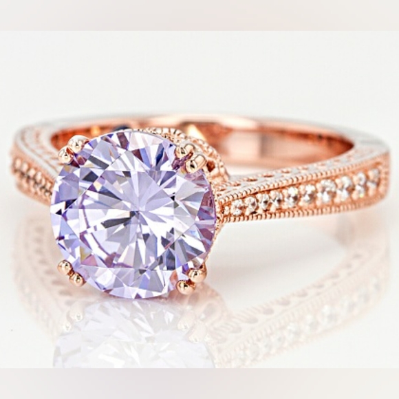 Sz 9, Purple & White Cubic Zirconia 18k Rose Gold Over 925 Silver,  5.98ctw, NWT - Picture 5 of 14